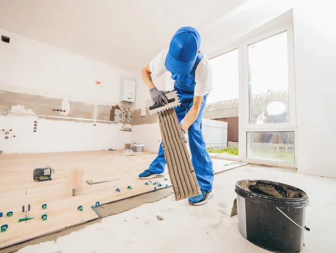 London builders and electricians working on a home extension and conversion project.